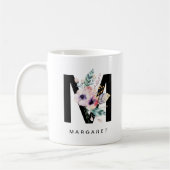 Initiaal "M" Alphabet Mok Monogram Boho Waterverf (Links)