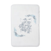Initiaal "M" Blauw Monogram Kalm Bloemen Badmat (Voorkant Verticaal)
