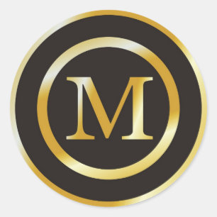 Initiaal M Gold Monogram Bruiloft Stickers