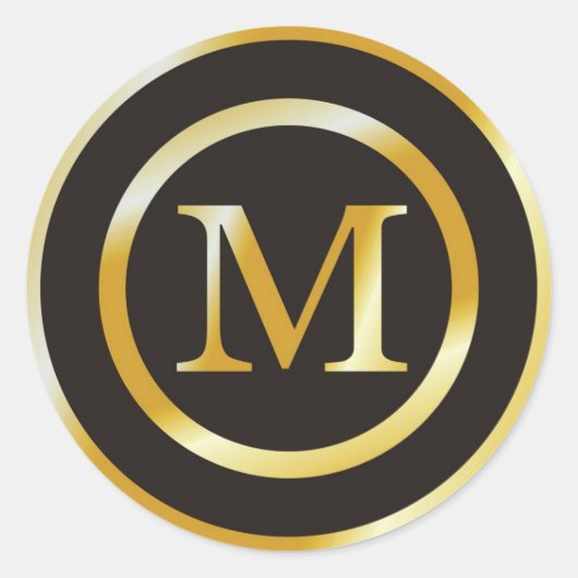 Initiaal M Gold Monogram Bruiloft Stickers (Voorkant)