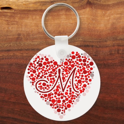 Initiaal M Heart Sleutelhanger (Voorkant)