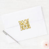 Initiaal M Hoofdletter Monogram Sticker in Goud (Envelop)