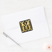 Initiaal M Hoofdletter Monogram Sticker in Goud (Envelop)