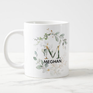 Initiaal M Monogram Greenery Mok met naam