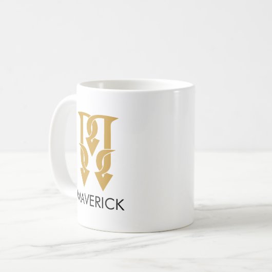 INITIAAL M NAAM MONOGRAM KOFFIEMOK (Voorkant links)