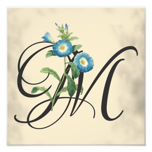 Initiaal M,  ochtendglorfoto afdrukken Foto Afdruk (Voorkant)