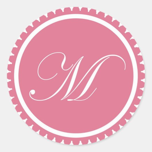 Initiaal M princess roink-monogram bezegeling part Ronde Sticker (Voorkant)