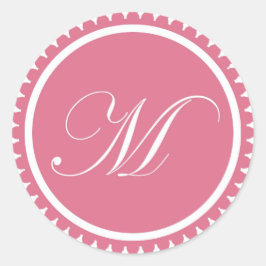 Initiaal M princess roink-monogram bezegeling part Ronde Sticker