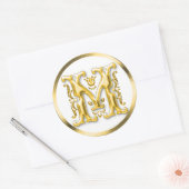 Initiaal M Ronde Sticker in Goud (Envelop)