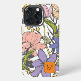 Initiaal Meiskleurige inktkunst  botanisch iPhone 13 Pro Hoesje