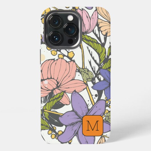 Initiaal Meiskleurige inktkunst  botanisch iPhone Hoesje (Achterkant)