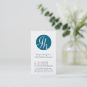 Initiaal met blauwe en witte cirkel modern visitek visitekaartje (Staand voorkant)