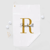 Initiaal met de naam van een aangepast goudmonogra golfhanddoek (Insitu)