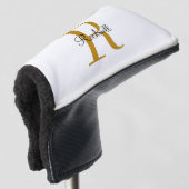 Initiaal met de naam van een aangepast goudmonogra golfheadcover (3/4 voorkant)