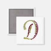Initiaal met edelstenen, letter D Magneet (Voorkant / Achterkant)