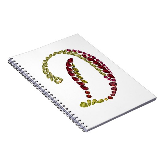 Initiaal met edelstenen, letter D Notitieboek (Rechterzijde)