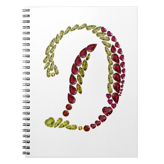 Initiaal met edelstenen, letter D Notitieboek (Voorkant)