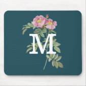 Initiaal met floral Turquoise Muismat (Voorkant)