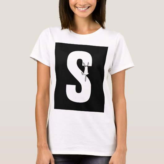 Initiaal met hangende kattedoedjes grappig t-shirt (Voorkant)