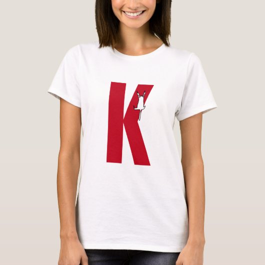 Initiaal met hangende kattedoedjes grappig t-shirt (Voorkant)