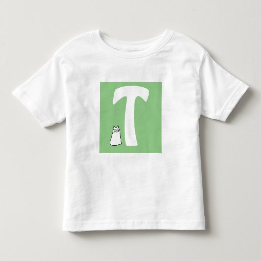 Initiaal met het kijken naar kattegek kinder shirts (Voorkant)