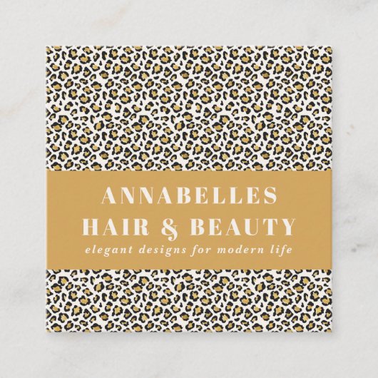 Initiaal met luipaard  vierkante visitekaartje (Voorkant)