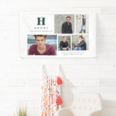 Initiaal met meerdere foto's afstuderen groen spandoek (Insitu)