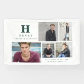 Initiaal met meerdere foto's afstuderen groen spandoek (Horizontaal)