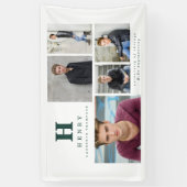 Initiaal met meerdere foto's afstuderen groen spandoek (Verticaal)