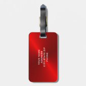 Initiaal met rood geborsteld metallisch monogram bagagelabel (Achterkant verticaal)