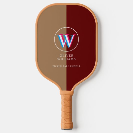 initiaal met twee-tonen Brownish Red Drie lagen Pickleball Paddle (Voorkant)