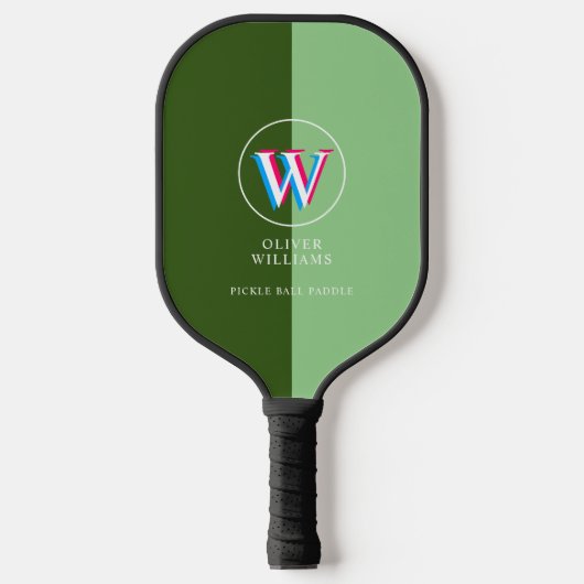 initiaal met twee-tonen groene drie lagen pickleball paddle (Voorkant)