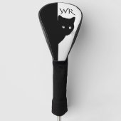 Initiaal met zacht zwart kat golfheadcover (Voorkant)