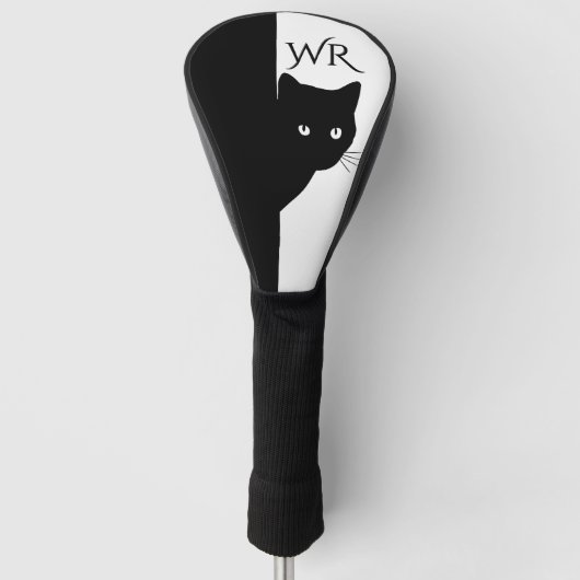 Initiaal met zacht zwart kat golfheadcover (Voorkant)