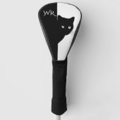 Initiaal met zacht zwart kat golfheadcover (Voorkant)