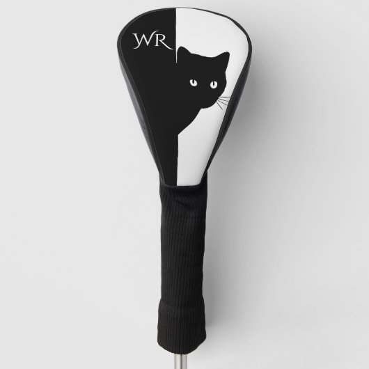 Initiaal met zacht zwart kat golfheadcover (Voorkant)