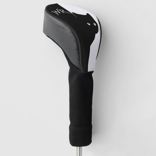 Initiaal met zacht zwart kat golfheadcover (Schuin)