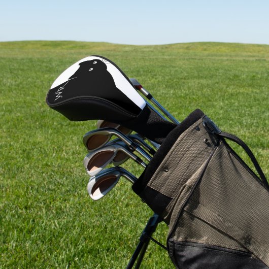 Initiaal met zacht zwart kat golfheadcover (Insitu)