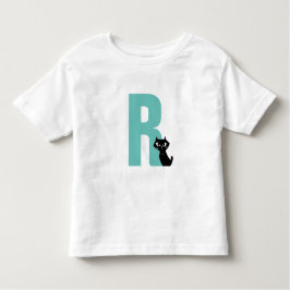 Initiaal met zwarte kat kinder shirts