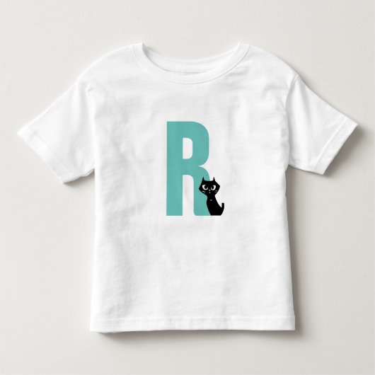 Initiaal met zwarte kat kinder shirts (Voorkant)
