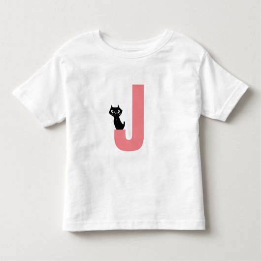 Initiaal met zwarte kat kinder shirts (Voorkant)