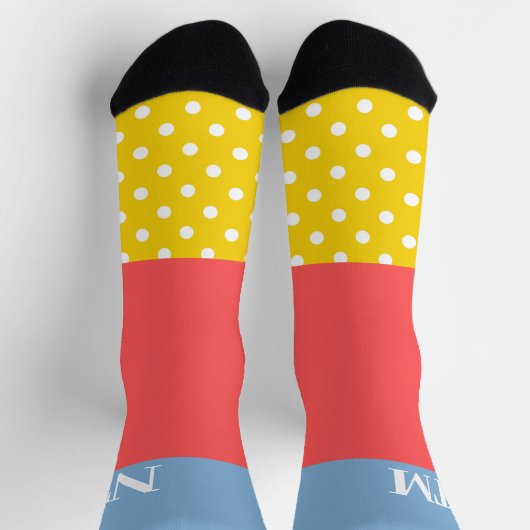 Initiaal mix en match Kleuren en Polka patroon Sokken (Top)
