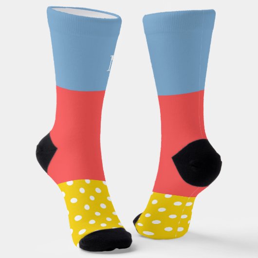 Initiaal mix en match Kleuren en Polka patroon Sokken (Gebogen)