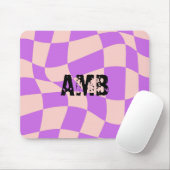 Initiaal Modern geruit Roze Paarse cool Muismat (Met muis)