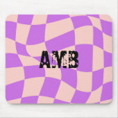 Initiaal Modern geruit Roze Paarse cool Muismat (Voorkant)