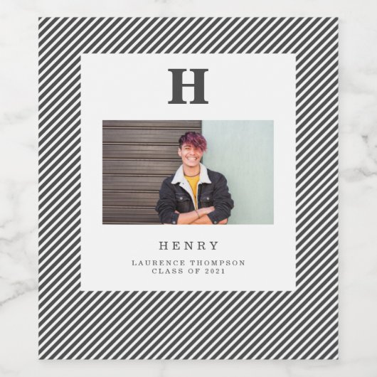 initiaal moderne monogram foto wijn etiket (Enkel label)