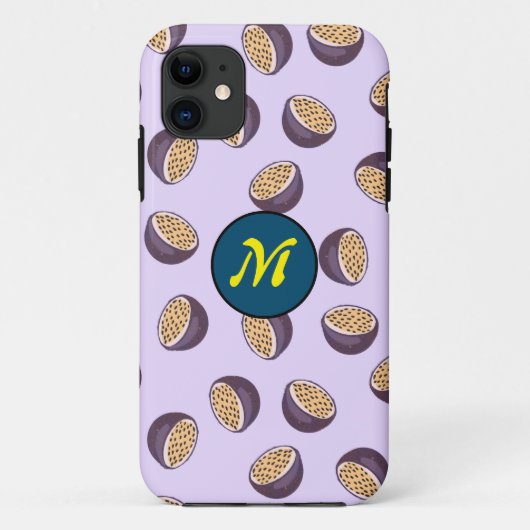 Initiaal monogegrammeerde schattige passievruchten Case-Mate iPhone case (Achterkant)