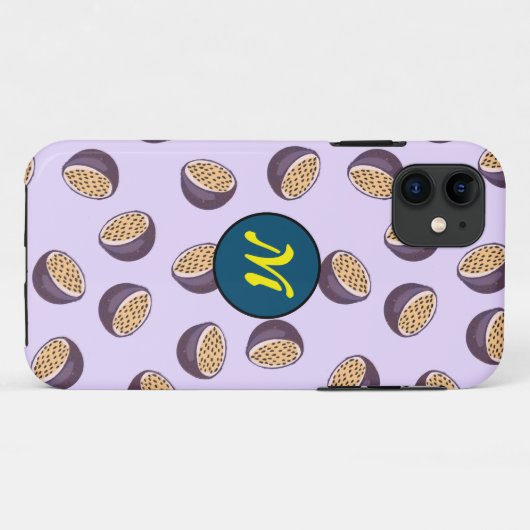 Initiaal monogegrammeerde schattige passievruchten Case-Mate iPhone case (Achterkant (horizontaal))