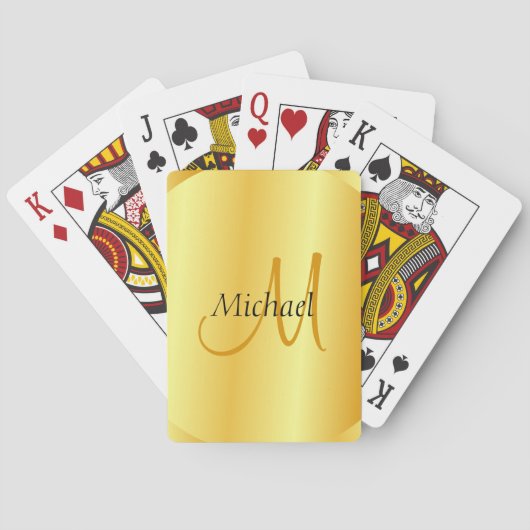 Initiaal Monogram Aangepaste Elegant Gold Sjabloon Pokerkaarten (Achterkant)