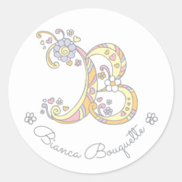 Initiaal monogram B aangepaste naam id naam sticke Ronde Sticker